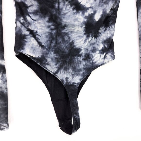 Revolve H:ours Monroe Mesh Bodysuit Black Tie Dye size XS Snap Button - Picture 10 of 13